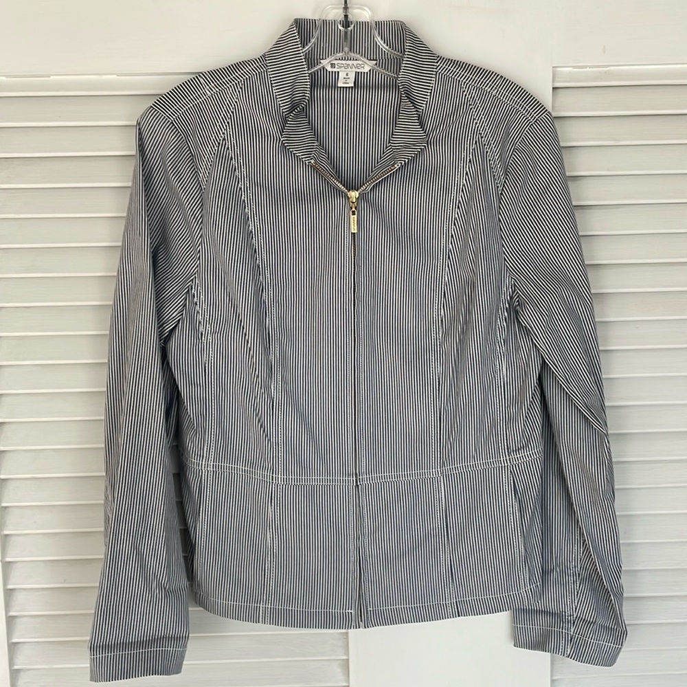 Spanner zip front pin stripe shirt/jacket - SIZE 6